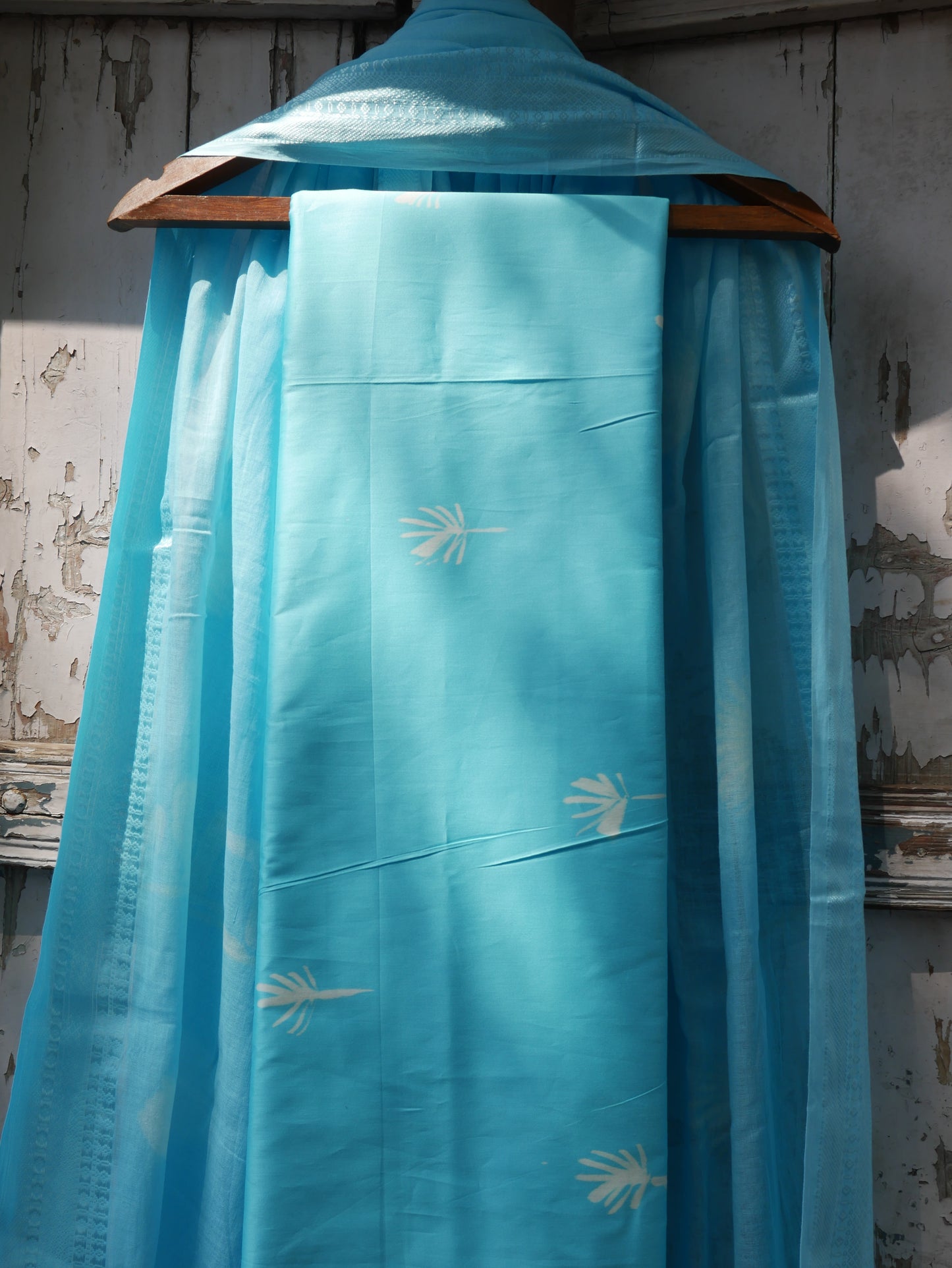 Blue pure cotton handblock shibori suit