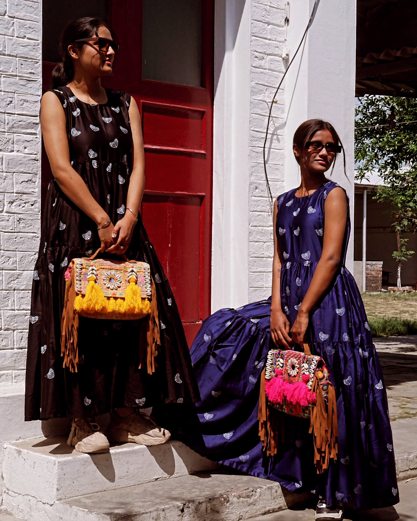Black cotton butterfly maxi dress