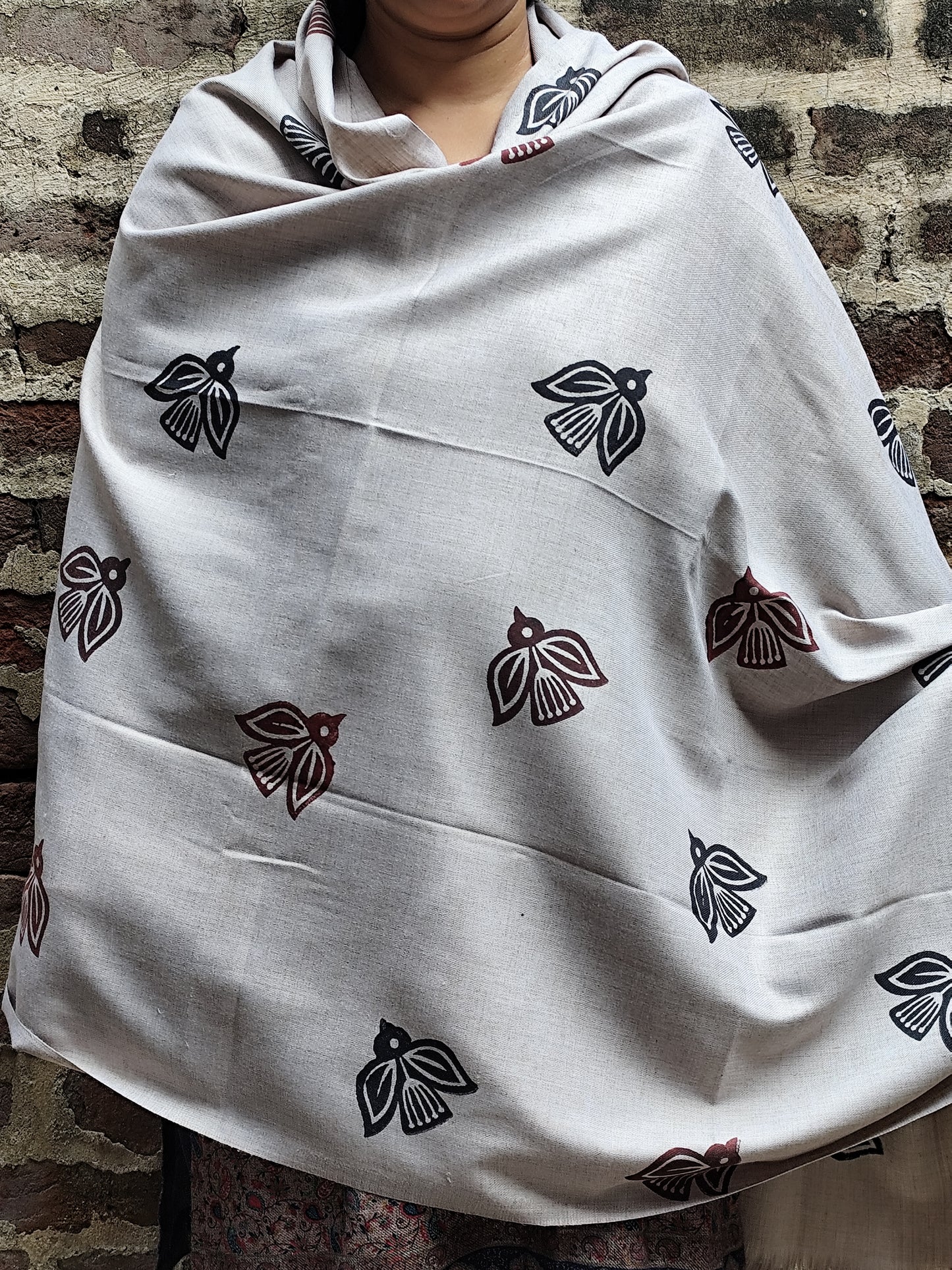 handblock woolen shawl