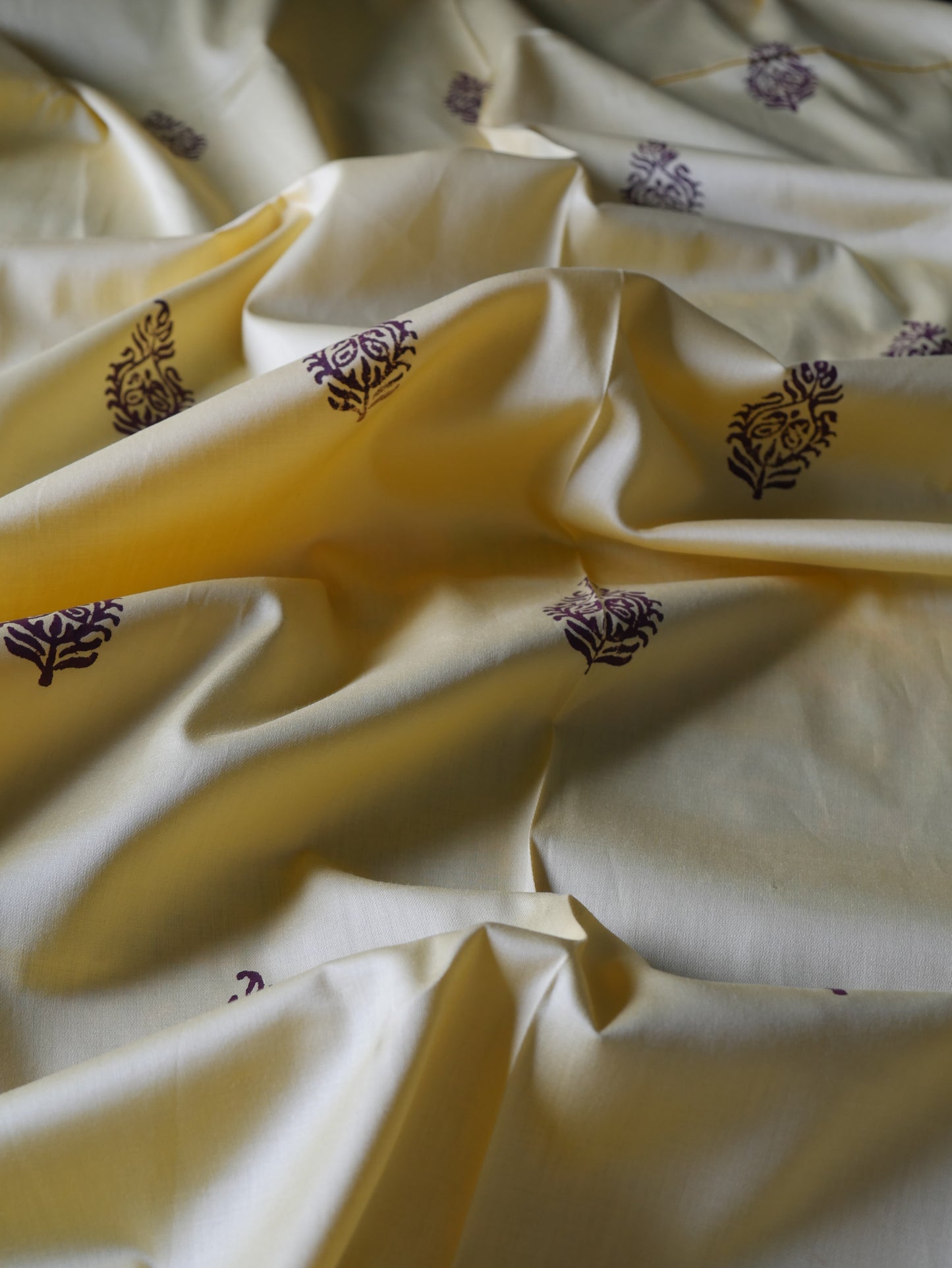 Yellow handblock pure cotton kurta for men