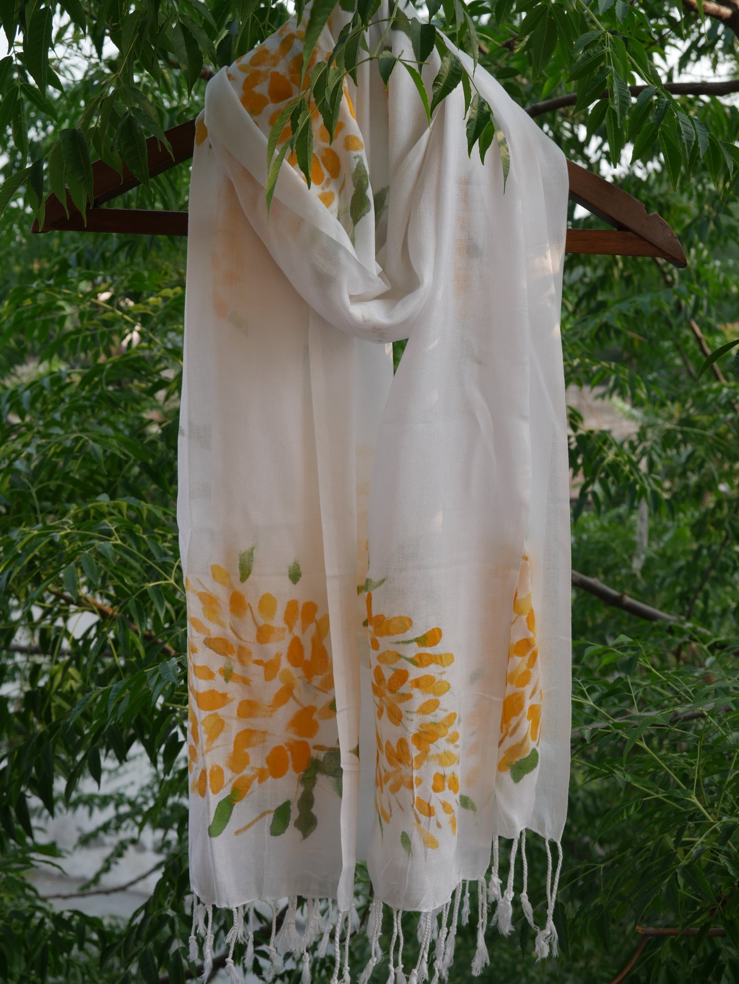 Hand painted amaltas scarf