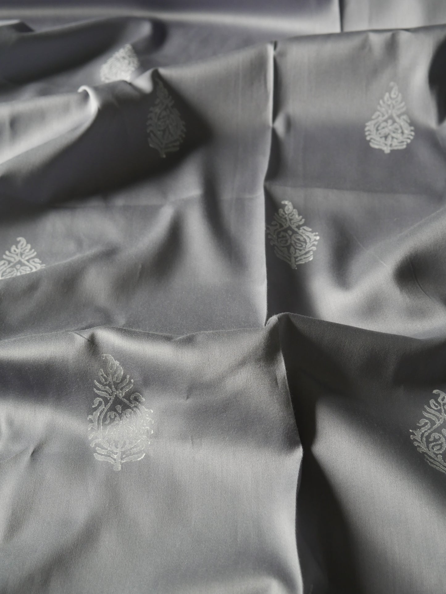 Grey handblock pure cotton kurta for men