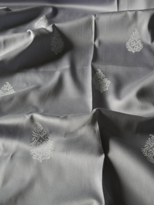 Grey handblock pure cotton kurta for men