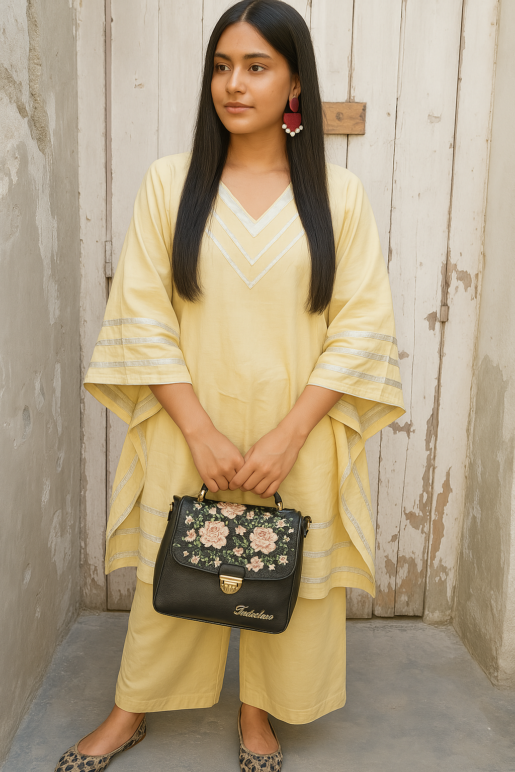 Beige oversized  cotton coord set for summers