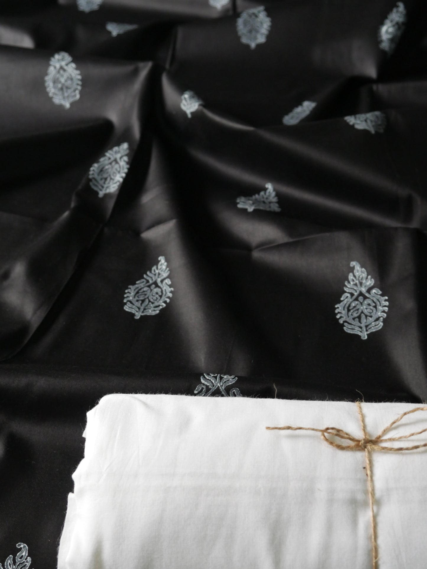 Black handblock pure cotton kurta for men