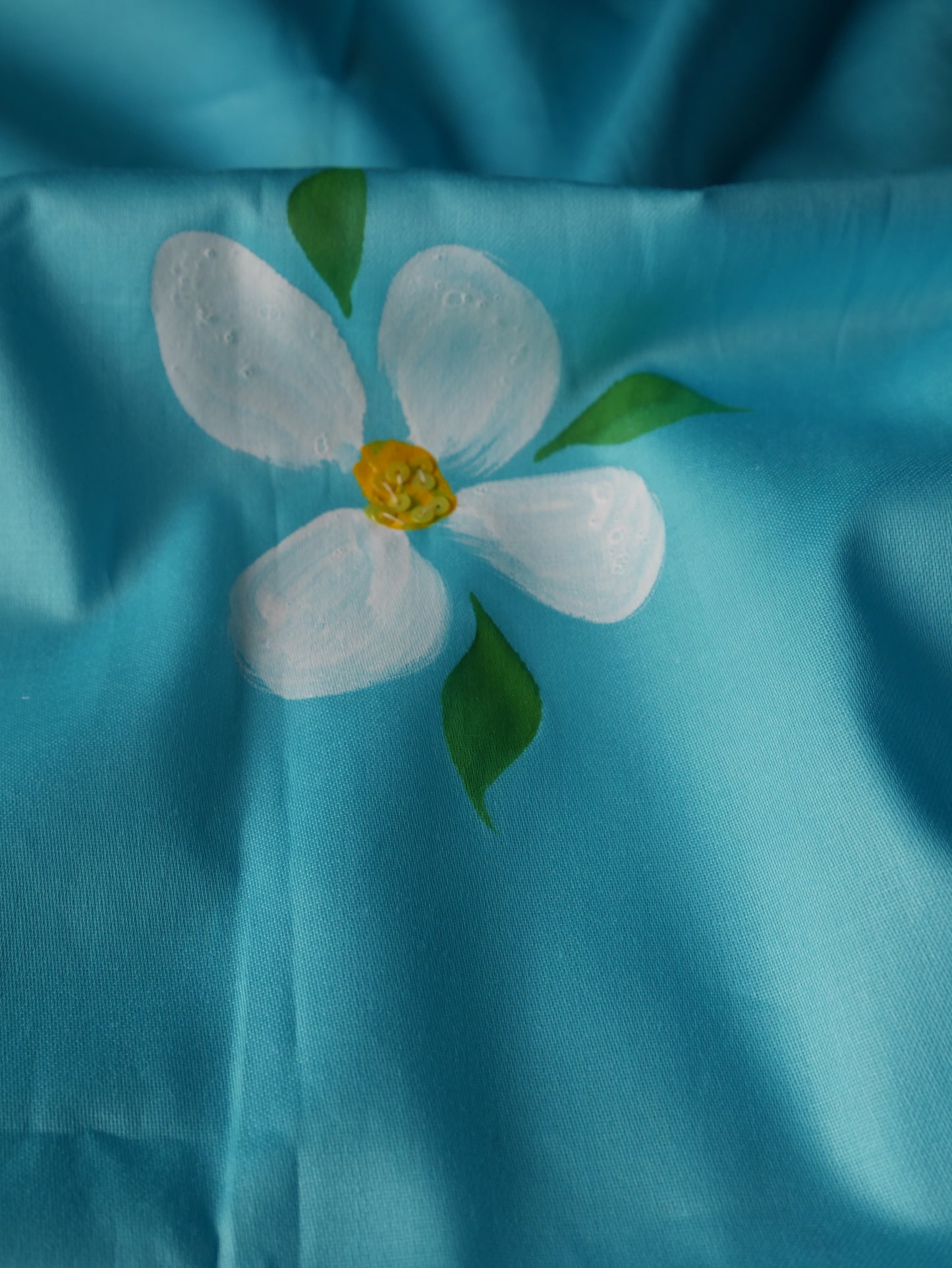 Handpainted sky blue pure cotton kurta for men