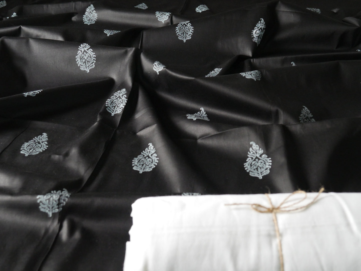 Black handblock pure cotton kurta for men