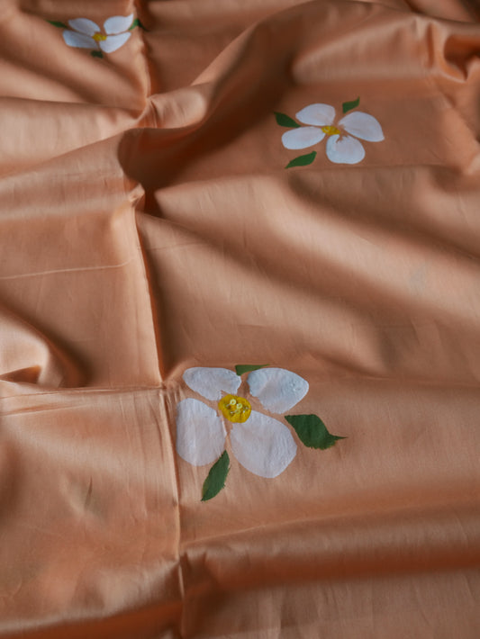 Handpainted peach pure cotton kurtas for men
