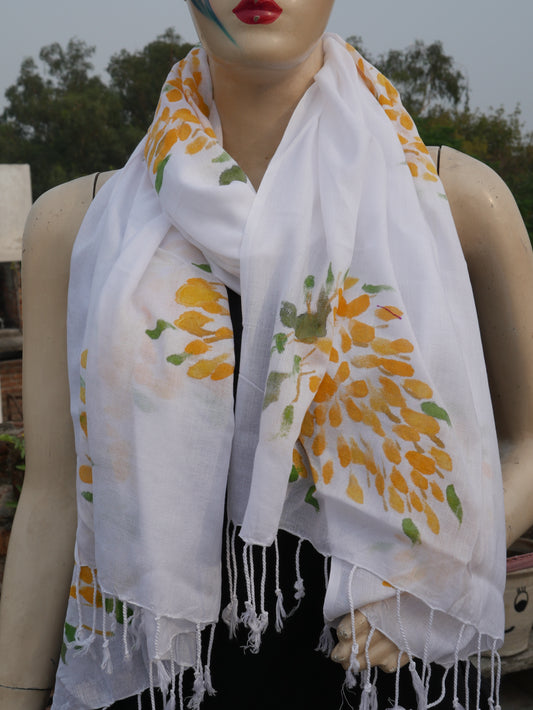 Hand painted amaltas scarf