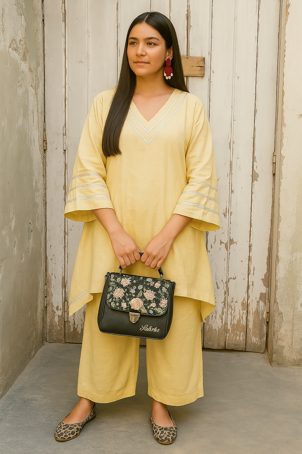 Beige oversized  cotton coord set for summers
