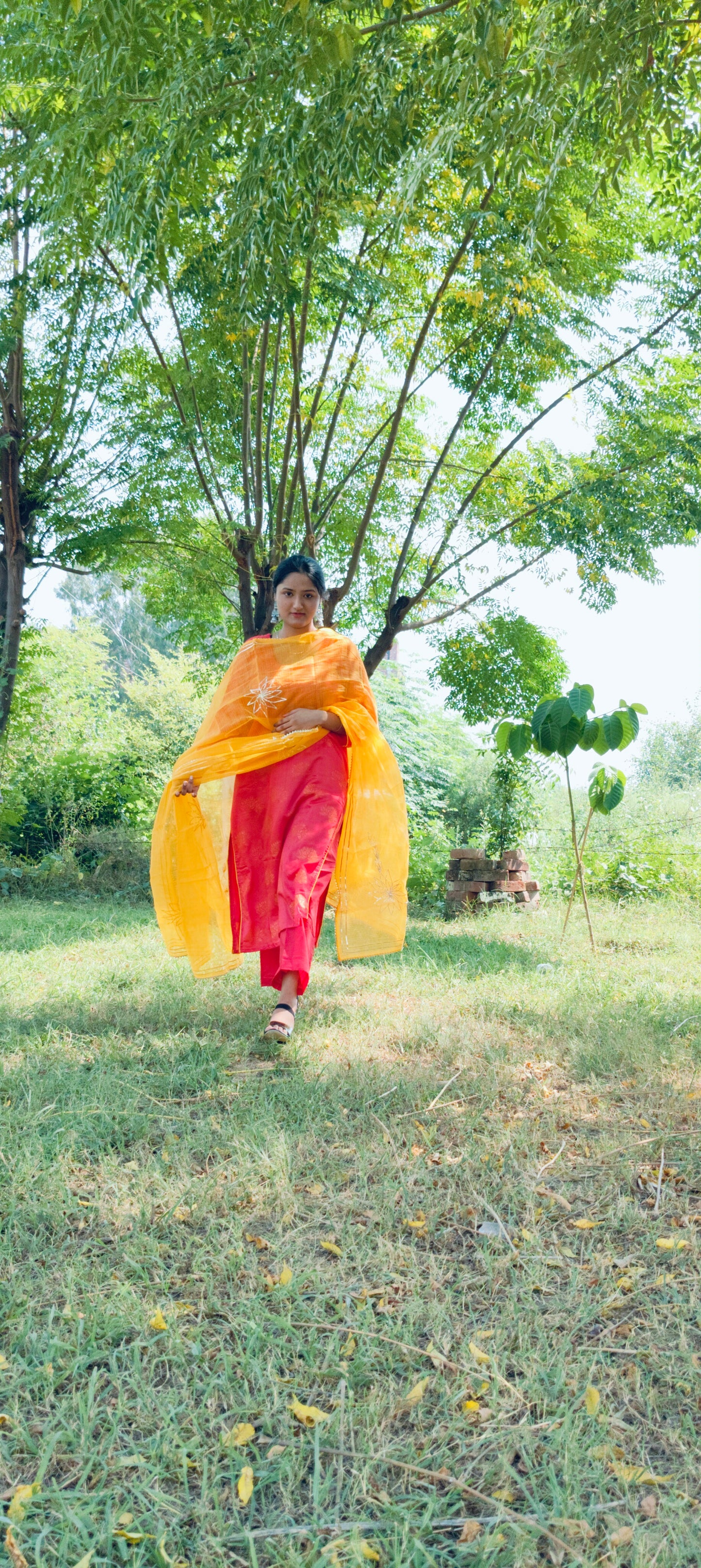 Handblock  pink chanderi silk suit