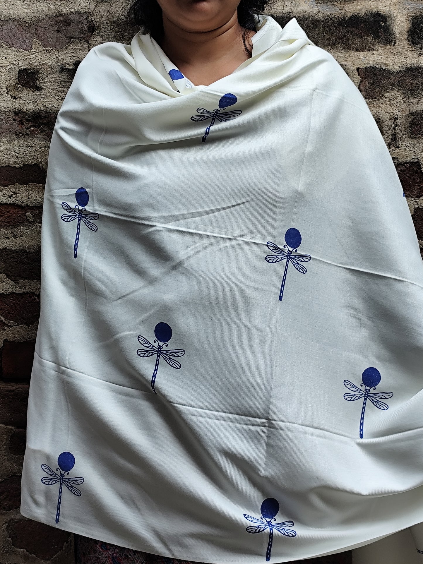 Handblock woolen shawl