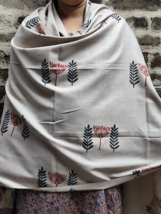 Handblock  woolen shawl