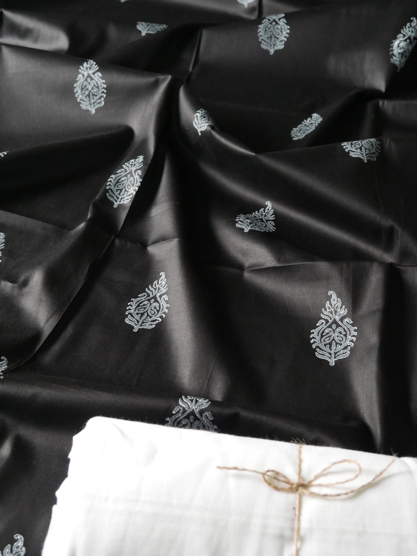 Black handblock pure cotton kurta for men