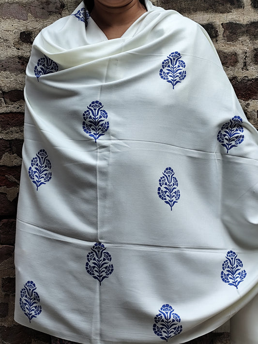 Handblock woolen shawl